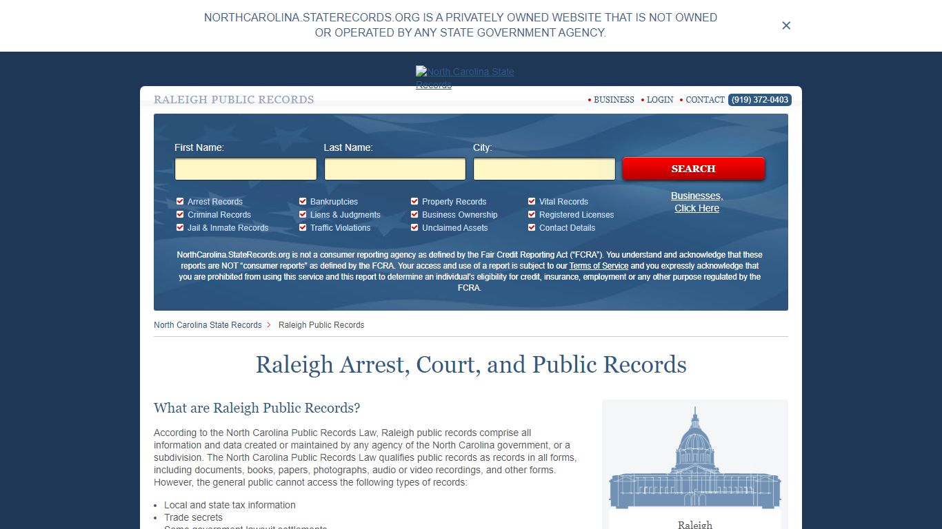 Raleigh Arrest, Court, and Public Records